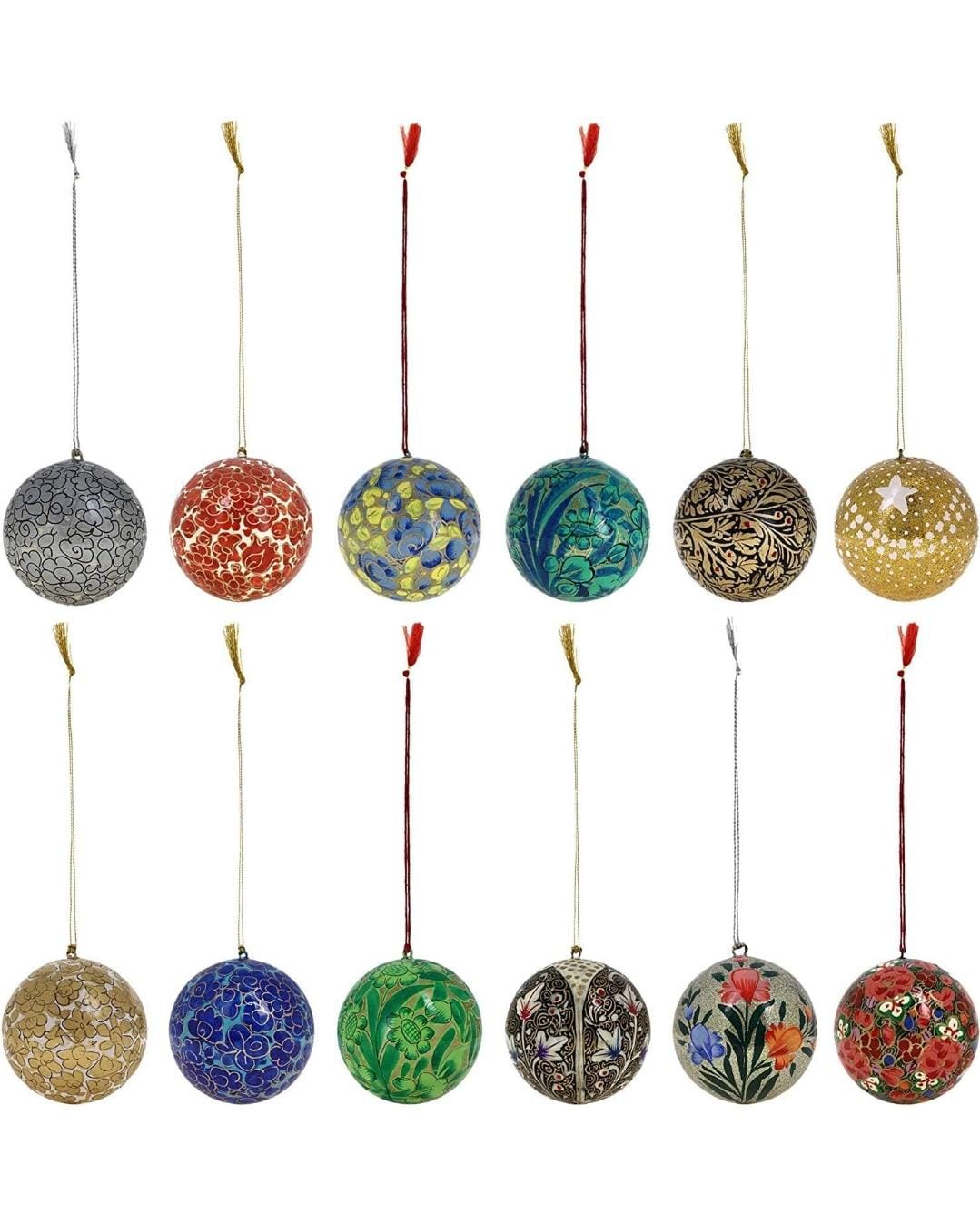 Handmade Christmas ornaments, Hand painted Christmas tree decor, Paper Mache baubles, Hanging christmas Balls, hand crafted from paper mache